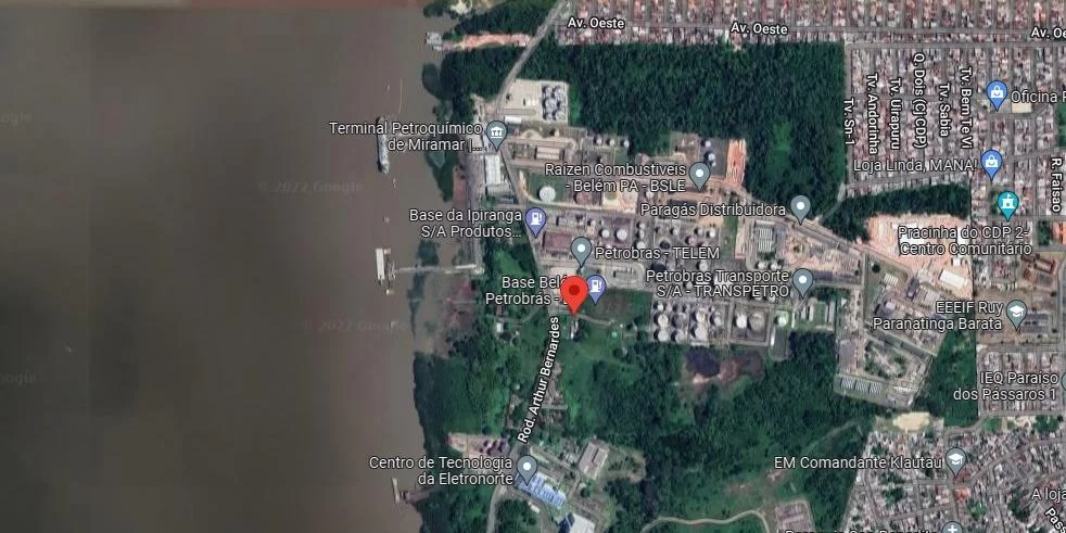 Data center será construído no Terminal Petroquimico de Miramar em Belém (Foto: Google Maps)